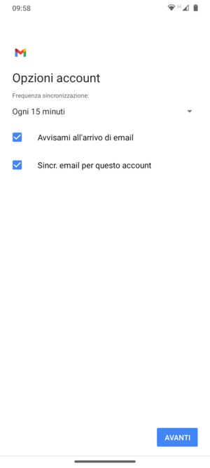 Seleziona AVANTI