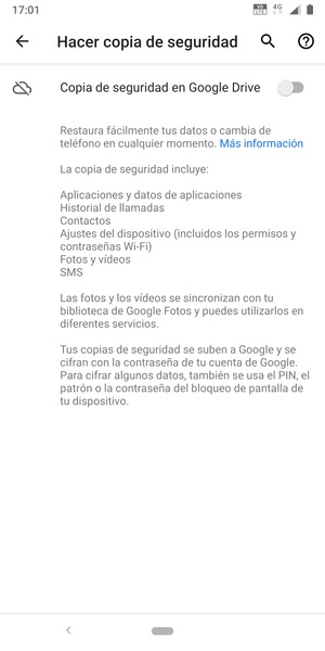 Active Copia de seguridad en Google Drive