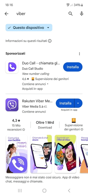 Seleziona l'applicazione