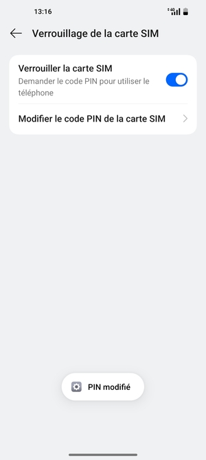 Votre code PIN de la carte SIM a été modifié