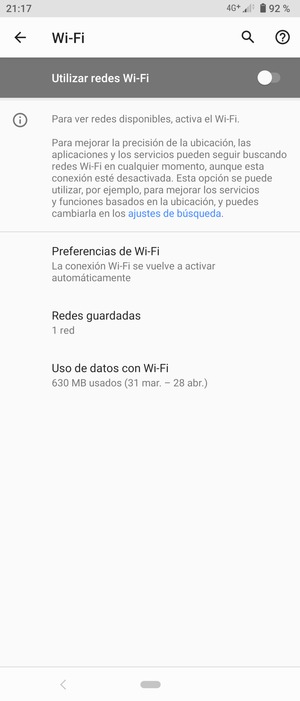 Active Utilizar redes Wi-Fi