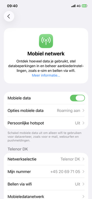 Selecteer Opties mobiele data