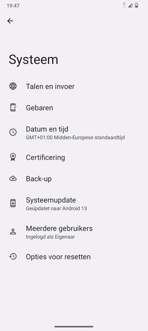 Selecteer Systeemupdate