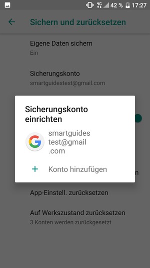 Wählen Sie Ihr Konto für Backup