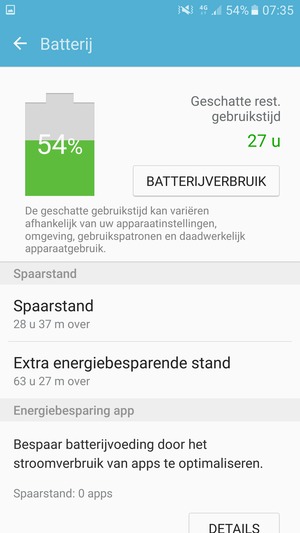 Selecteer Extra energiebesparende stand