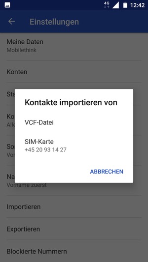 Wählen Sie SIM-Karte