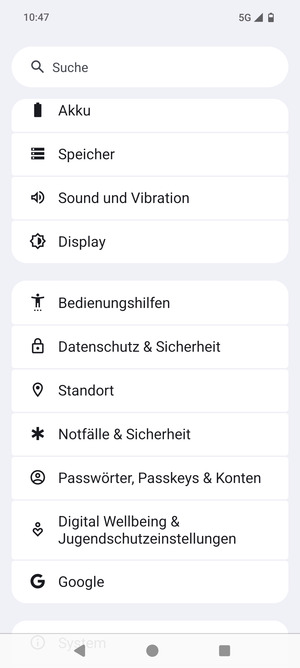 Scrollen Sie und wählen Sie Standort