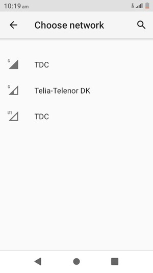 Select a network operator from the list
