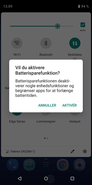 Vælg AKTIVÉR