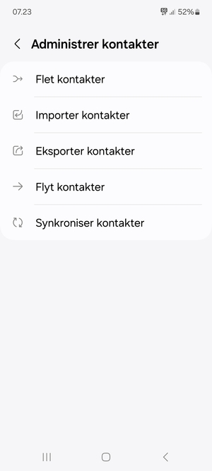 Vælg Importer kontakter