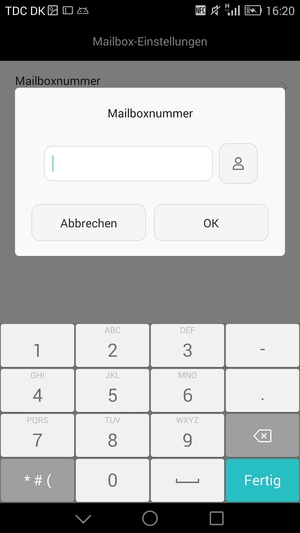 Geben Sie die Mailboxnummer ein und wählen Sie OK