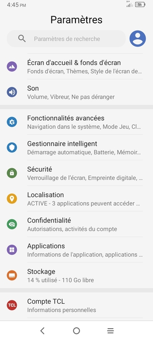 Faites défiler et sélectionnez Sécurité
