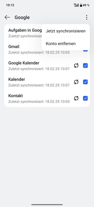 Wählen Sie Jetzt synchronisieren