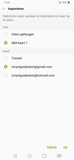Selecteer uw Google-account en selecteer vervolgens OK