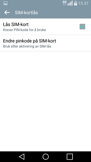 Velg Endre pinkode på SIM-kort