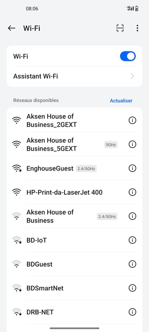 Sélectionnez le réseau sans fil auquel vous souhaitez vous connecter