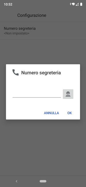 Inserisci Numero segreteria e seleziona OK