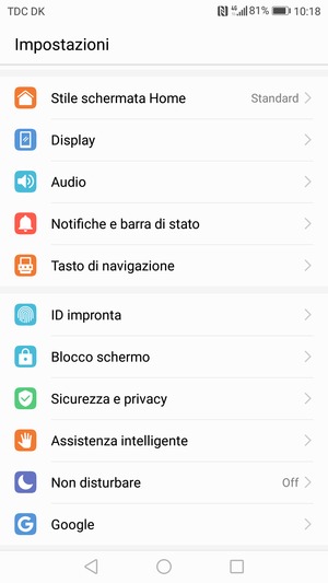 Scorri e seleziona Siccurezza e privacy