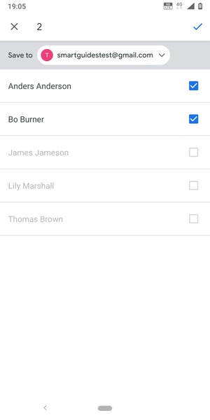 Select the v button