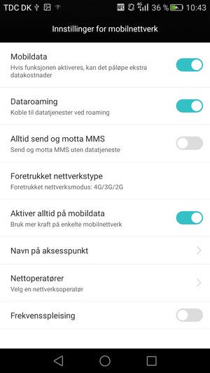 Slå Dataroaming på eller av