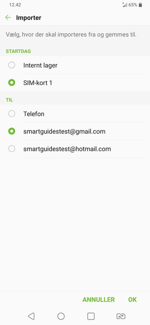 Vælg din Google konto og vælg OK