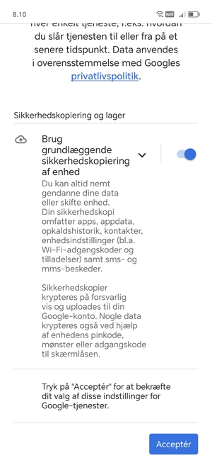 Vælg Acceptér
