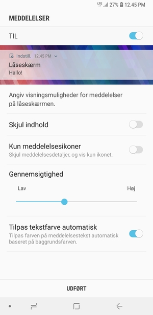 Vælg din foretrukne mulighed og vælg UDFØRT