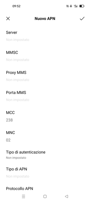 Scorri verso il basso e inserisci le informazioni di internet