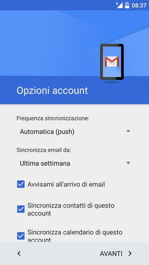 Seleziona AVANTI