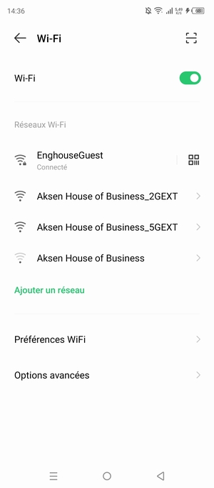 Vous êtes maintenant connecté au réseau Wi-Fi
