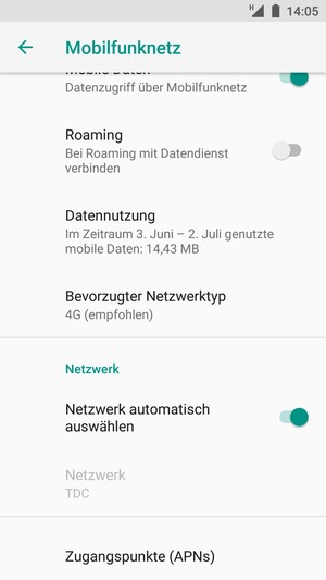 Scrollen Sie und wählen Sie Zugangspunkte (APNs)