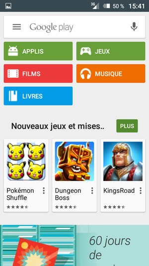 Sélectionnez la barre de Recherche