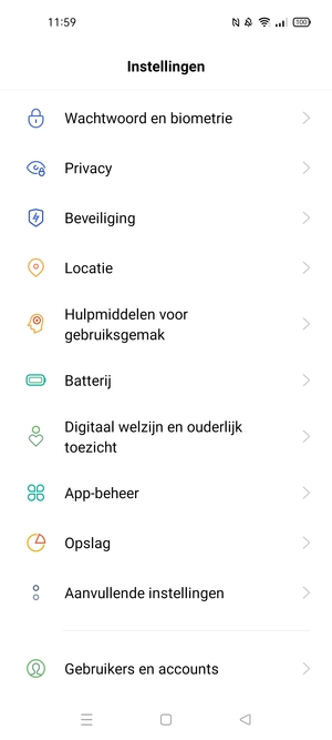 Om uw schermvergrendeling te activeren, ga naar het Instellingen-menu en selecteer Wachtwoord en biometrie