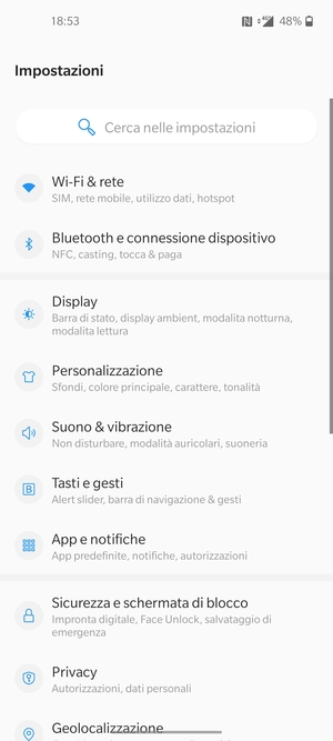 Scorri e seleziona Sicurezza e schermata di blocco