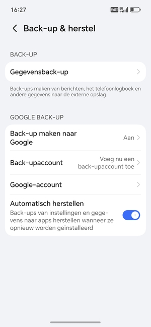 Selecteer Back-upaccount