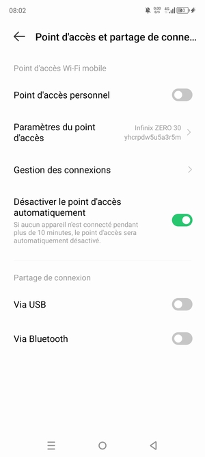 Sélectionnez Paramètres du point d'accès