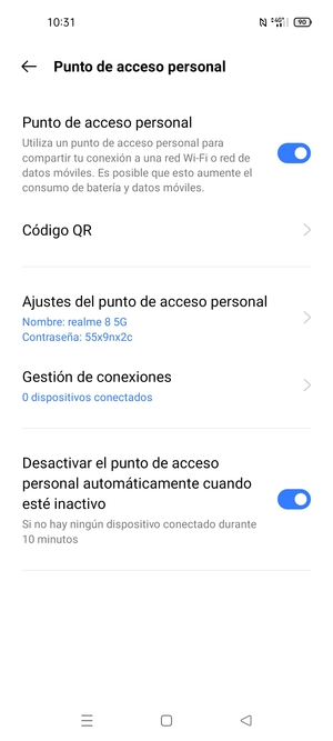 El teléfono ha sido configurado para su uso como módem
