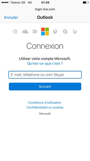 Saisissez votre adresse e-mail et sélectionnez Suivant