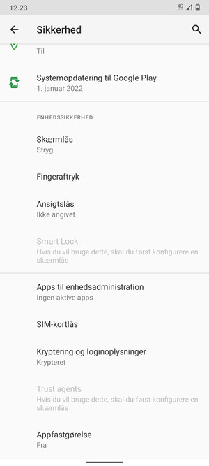 Scroll til og vælg SIM-kortlås