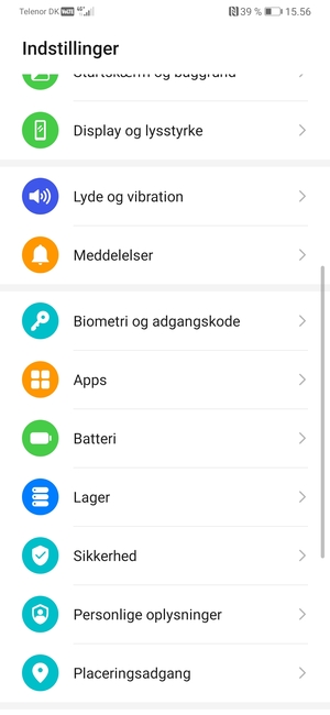 Scroll til og vælg Batteri