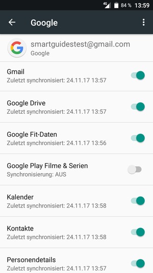 Stellen Sie sicher, dass Kontakte ausgewählt ist