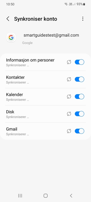 Din informasjon blir synkronisert