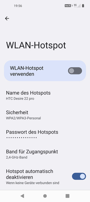 Wählen Sie Passwort des Hotspots
