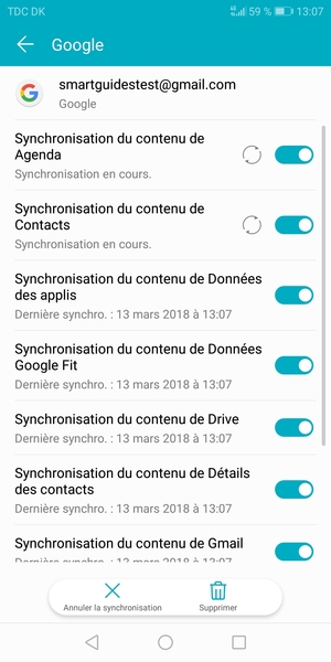 Vos informations seront synchronisées
