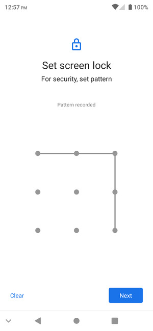 Draw an unlock pattern and select Next