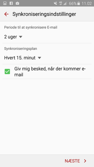 Vælg NÆSTE