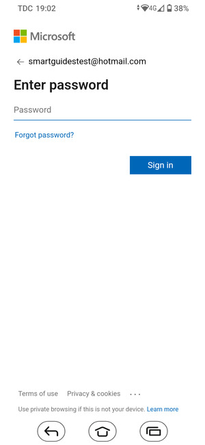 Enter your password and select Sign in