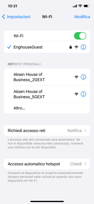 Ora sei connesso alla rete Wi-Fi