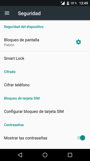 El teléfono ha sido asegurado con un bloqueo de pantalla