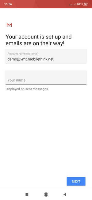 Give your account a name and enter your name. Select NEXT